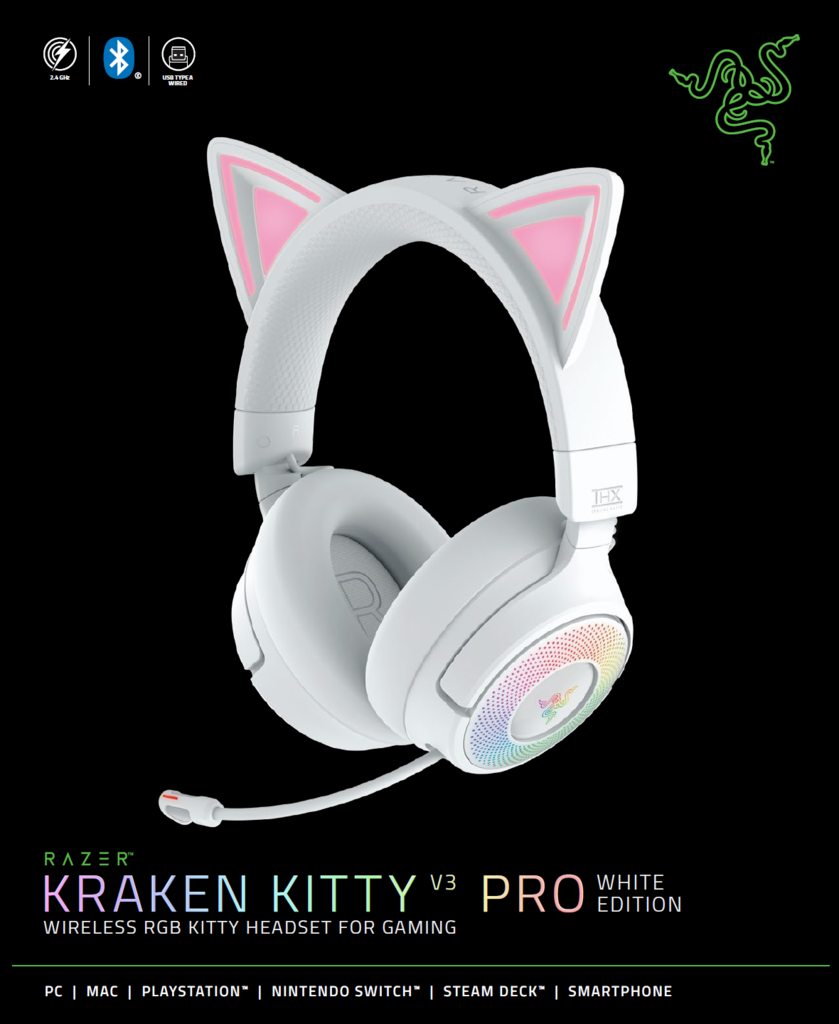 RAZER KRAKEN KITTY V3 PRO - WHITE – Nordic Game Supply